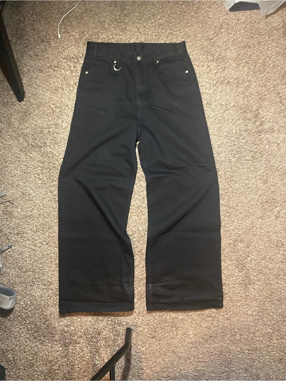 Black Wide Leg Pants with Utility Ring